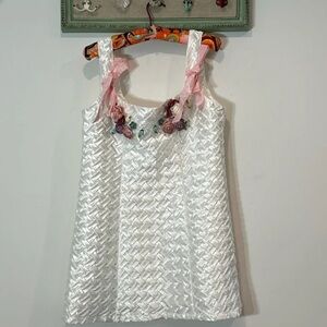 Sugar Thrillz Pixie basket weave mini dress white satin new w tags XL women’s